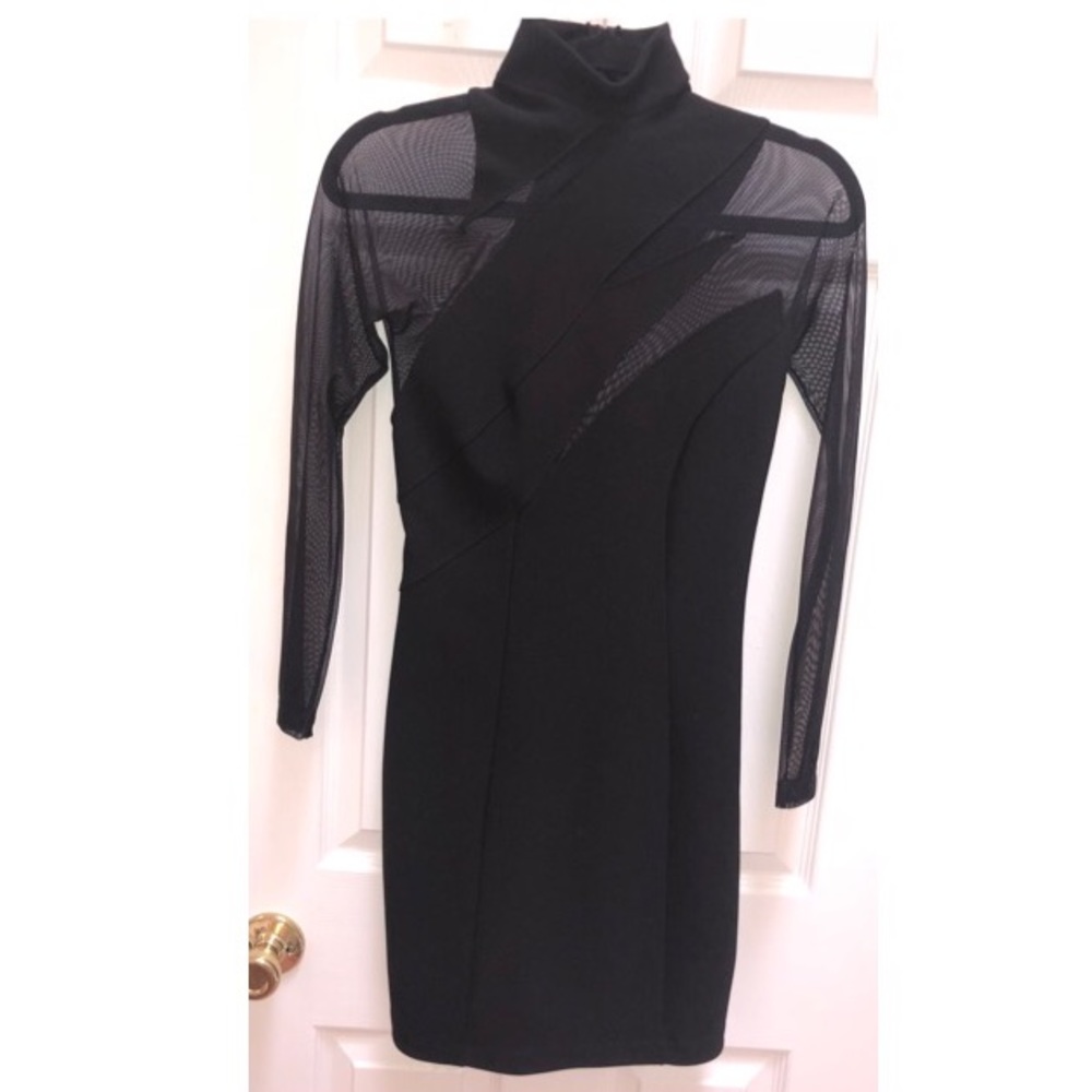 Classy bodycon mesh black dress